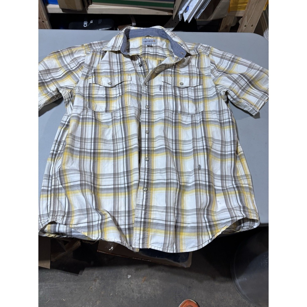Men's‎ Large Carhartt Snap Up Short Sleeve Shirt Pre-Owned